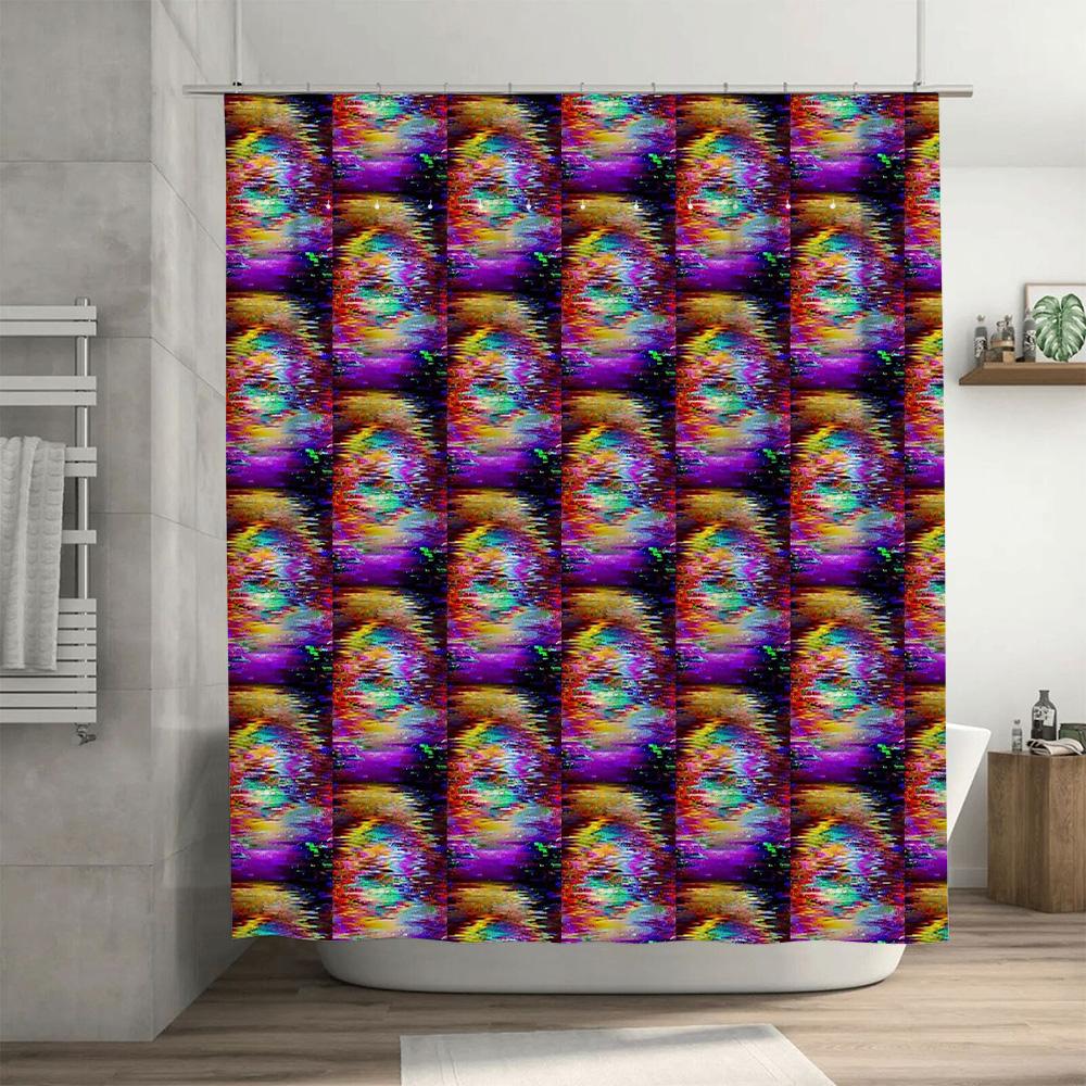 Vivid Pixel Art Shower Curtain Modern Abstract Geometric Bathroom Decor Backdrop Waterproof Washable Home Textile