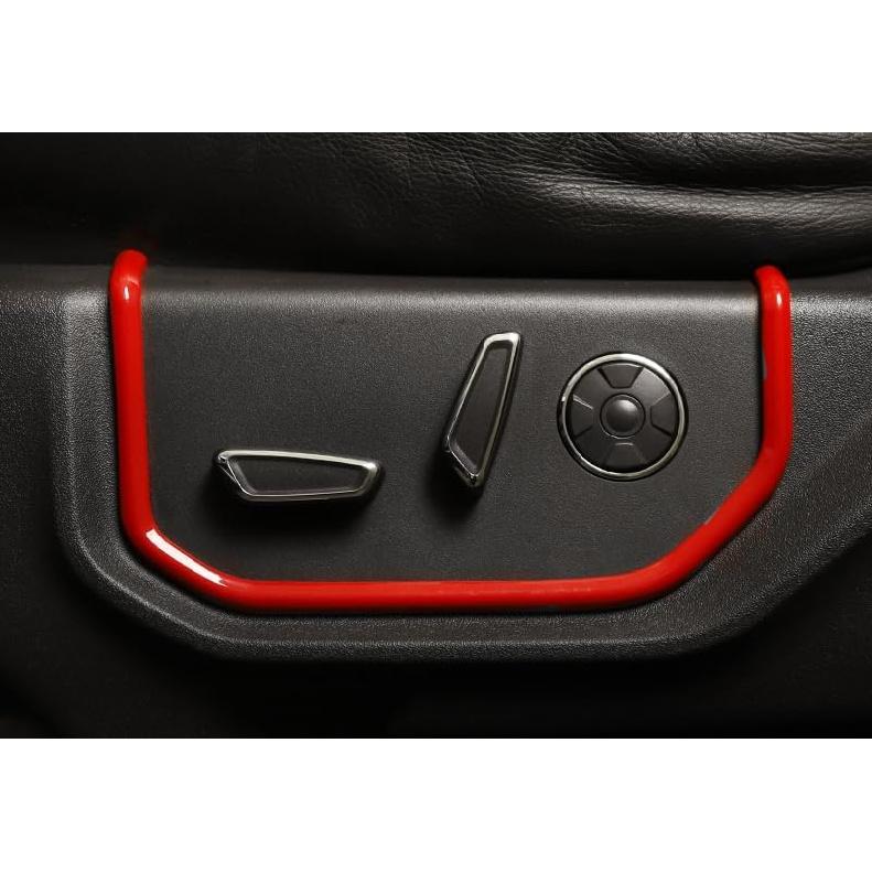 ABS Red Full Interior Decorative Cover Trim Sticker Compatible with Ford F150 2015-2020 (4pcs/Set Inner Door Handle Under Decorative Strip)