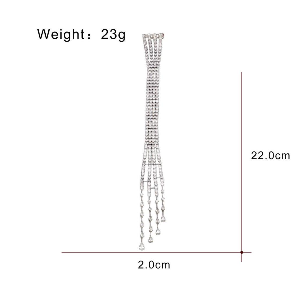 Elegant Vintage-Style Full Diamond Tassel Brooch: Long Tassel Shoulder Pin for Annual Meeting Coat Accessory