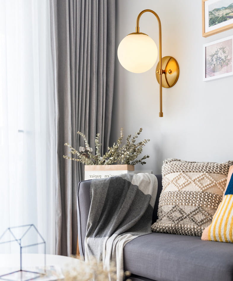 Coola - 48 Cm Spherical Wall Lamp, Elegant Modern, Gold and Milky White