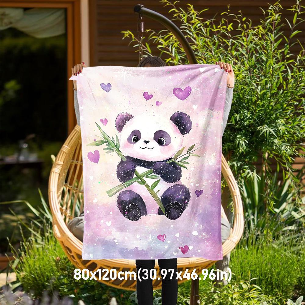1pc panda heart Outdoor Flannel Blanket Soft Warm All-Season Throw for Sofa Bed Car Camping Office, Cozy Gift Idea1212S