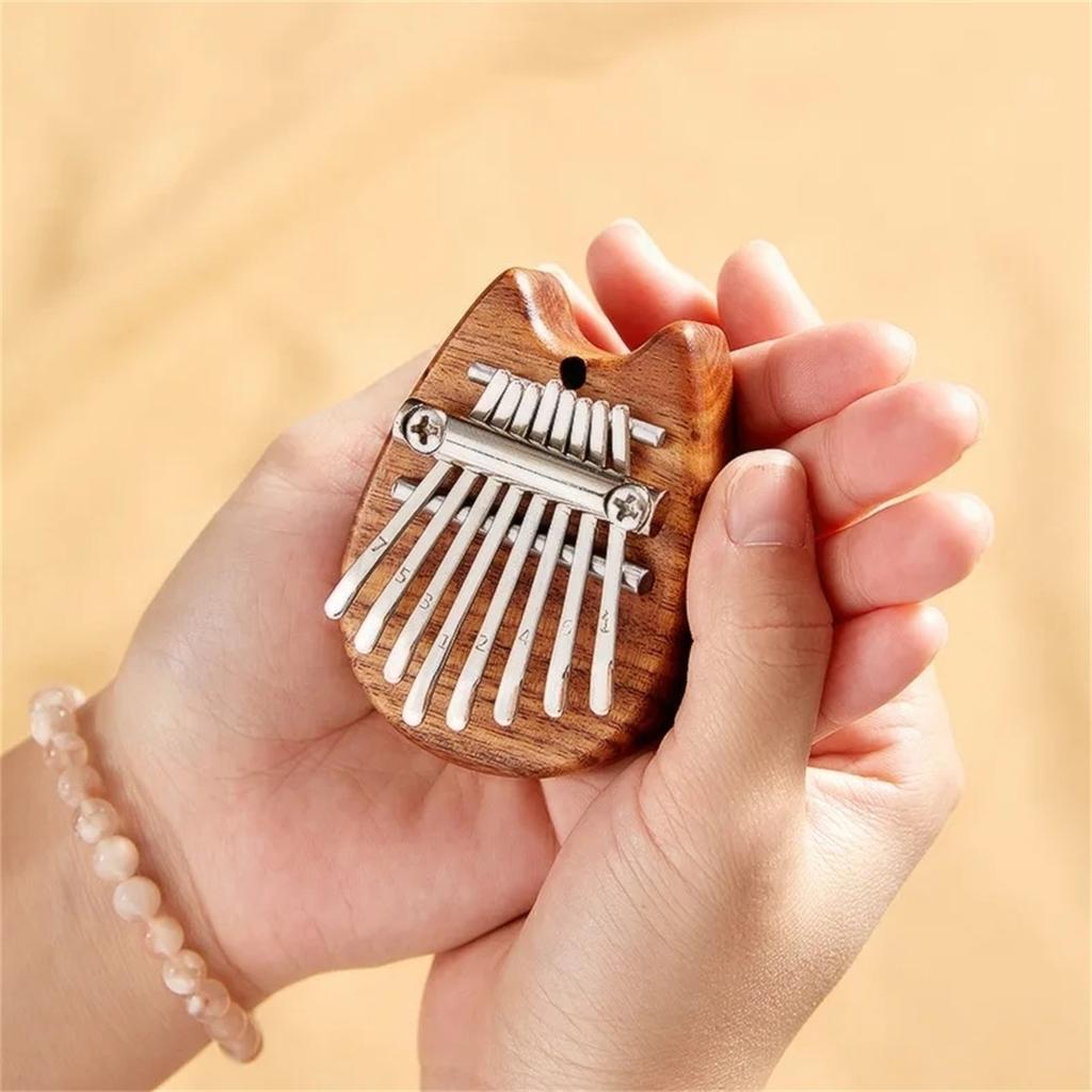 8 Key Mini Kalimba Thumb Piano, Portable Solid Wood Finger Piano for Beginners | Pocket-Sized Musical Instrument Gift with Case