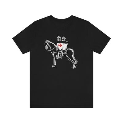 230 g/m² 100 % Baumwolle Templer T-Shirt Templer-Symbol Zwei Templer auf einem Pferd