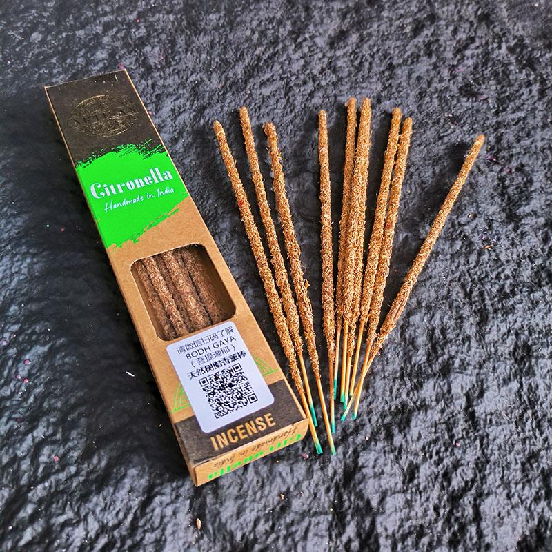 1 Box (10 Sticks) Natural Indian Incense Sticks Handmade Smudge Citronella Rubbing Fragrance By Hand Stick Incense Bodh Gaya Citronella