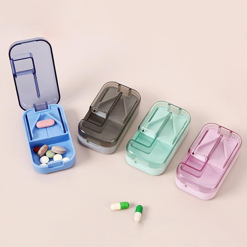 Multifunctional Medicine Tablet Cutter Pill Cutter Tablet Storage Box Medication Splitter Mini Portable Pill Dispenser
