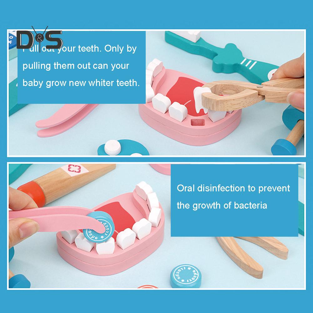 Play with You Chidlren Pretend Doctor Dentist Wooden Medical Playset Education Toy