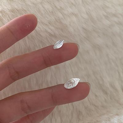 Small Fresh Asymmetrical Imitation Pearl Stud Earrings Femininity Niche Simple Matte Leaf Mori Earrings