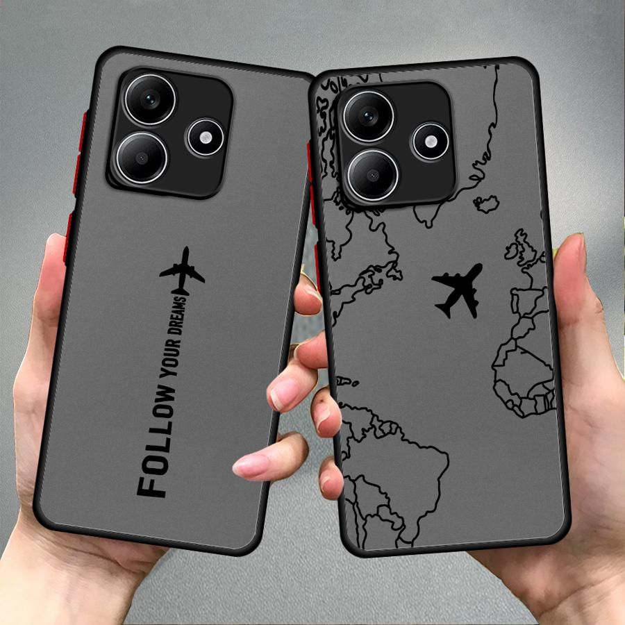 Case for Xiaomi Redmi Note 14 10 11 A4 9S 12 13 Pro Plus 14C 13C Funda Back Phone Cover Travel Airplane Route