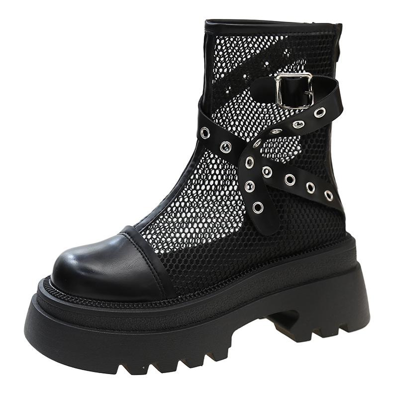 Hollow Martin boots women's summer thin breathable mesh boots single boots new sweet and cool thick-soled heightening short boots