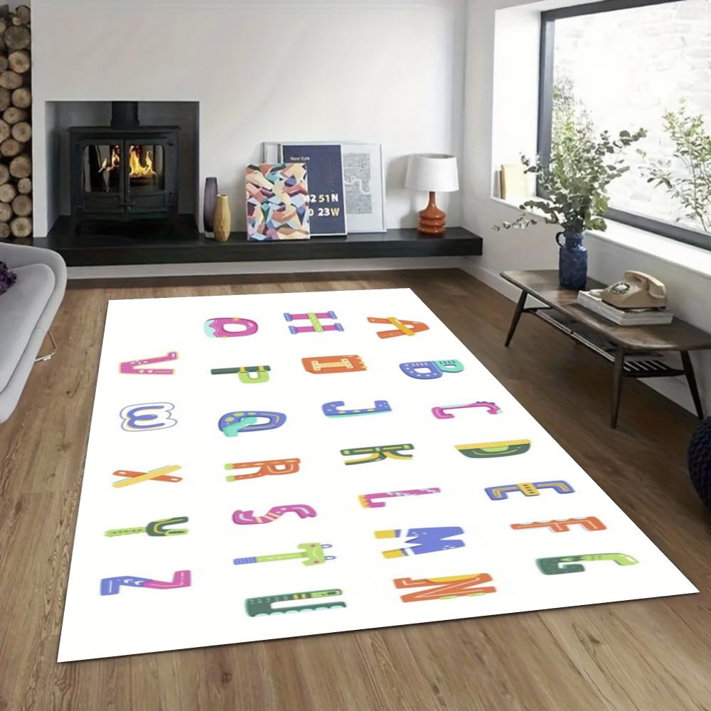 Letter Themed Children's Educational Rug Soft Non-Slip Crawling Play Mat Kids' Bedroom Living Room Hallway Decor Carpet