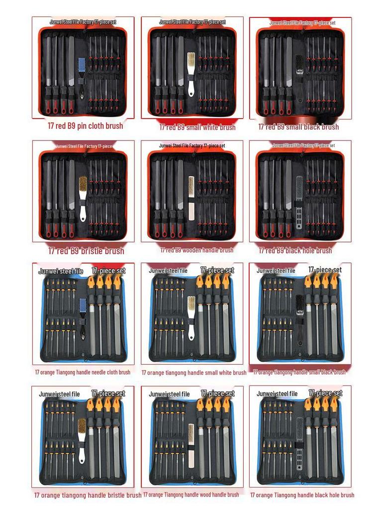19-Piece Metal Steel File Set: Includes Flat, Triangular, and Semicircular Files for Grinding Iron