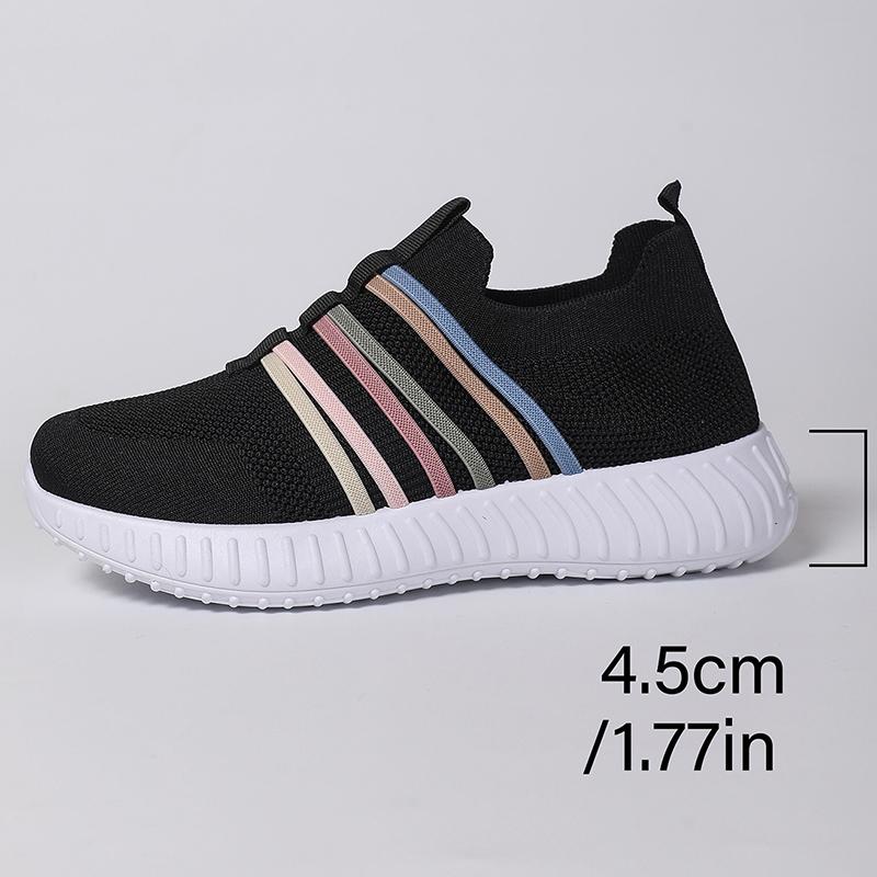 Fashion Breathable Knitted Casual Sneakers for Women 2025 Comfort Slip On Soft Sole Flat Shoes Woman Plus Size Non Slip Walking Shoes