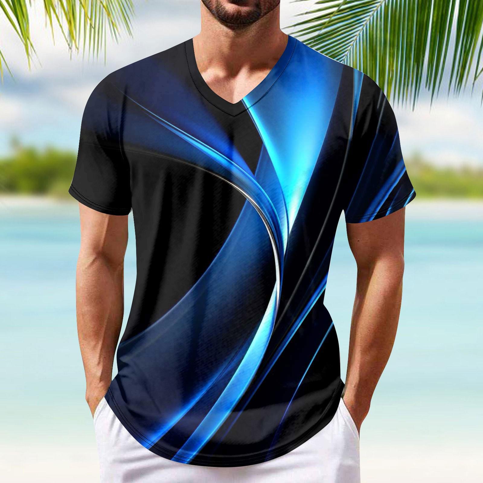 

Летняя новая мужская популярная футболка с v-образным вырезом и короткими рукавами с принтом S