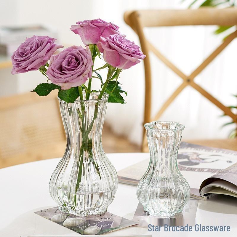 Trendy Retro Vase for Fresh Flowers & Lucky Bamboo - Nordic Style Glass Vase