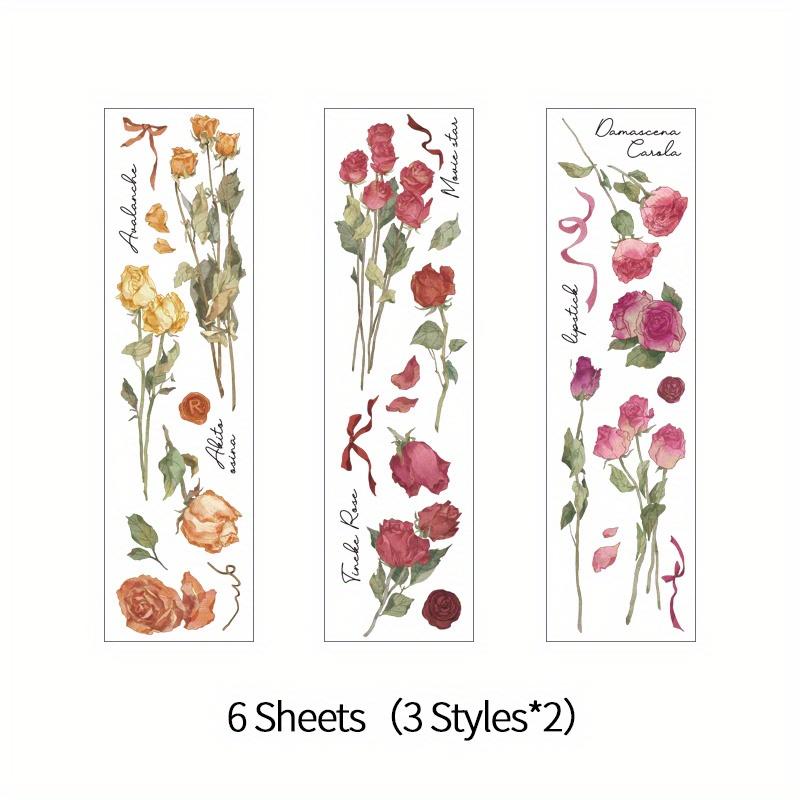 

1pc/6 Sheets Creative Plant Floral PET Stickers DIY Diary Decorative Stickers Scrapbooking Material Junk Journal Supplies