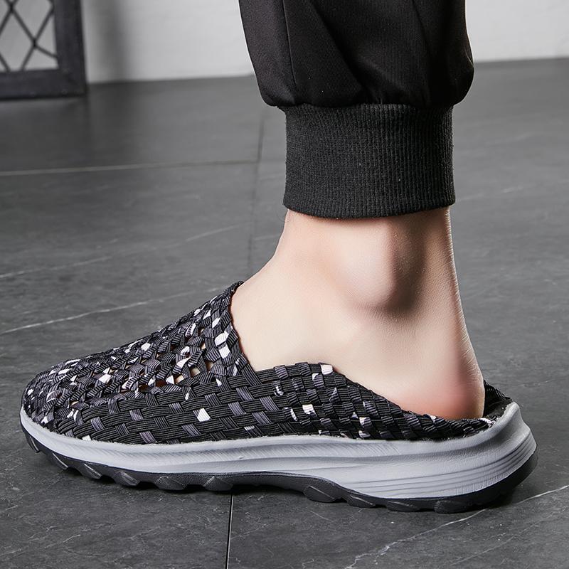 Men Camouflage Breathable Slip on Sneakers Men Summer Braid Beach Lazy Shoes Casual Weave Walking Flats