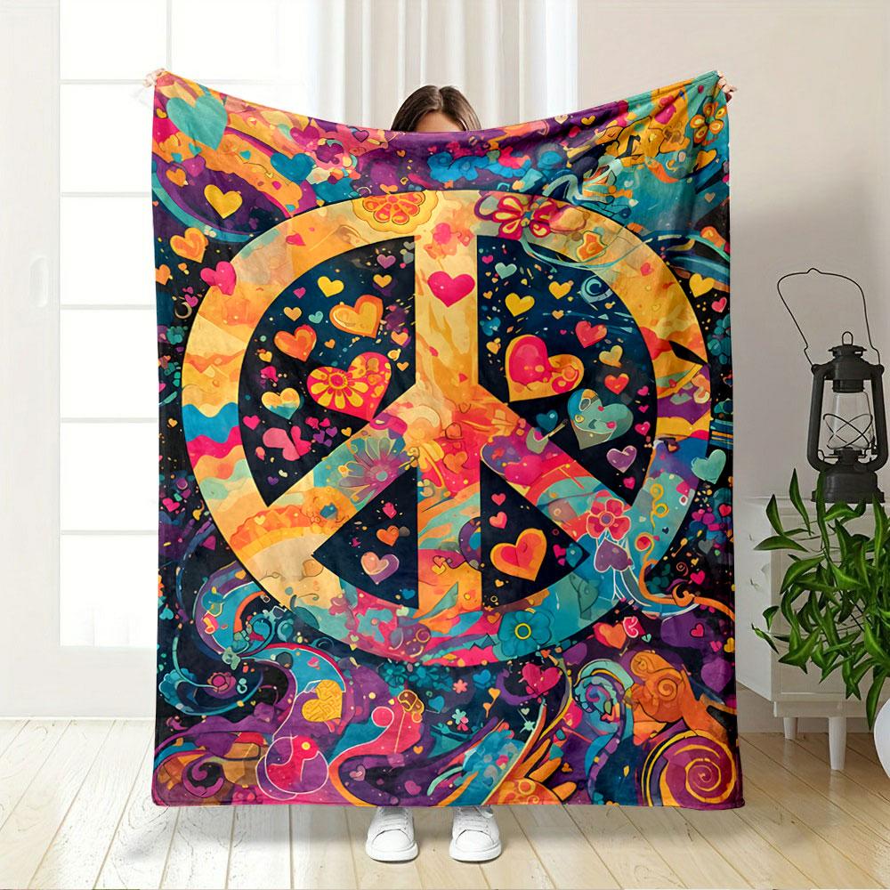 Colorful Peace Sign Blanket for All Seasons Blanket Lunch Break Throw Gift