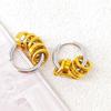 Trendy 18K Gold Stainless Steel Color Block Polished Round Hoop Earrings - Non-Fading, Versatile Jewelry
