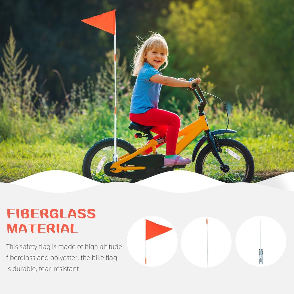 Bike Flag with Adjustable Height Pole for Bicycle Golf Cart Off-Road Dune High Visibility Whip Safety Flagpole for Kids Trailer Beach Ride