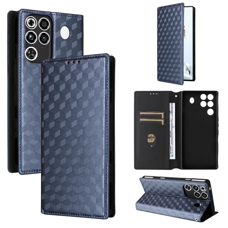 Cubic Grid Texture Flip Leather Phone Case