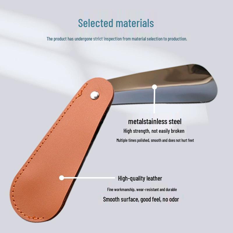 PU Leather Stainless Steel Shoehorn and Shoe Lifter