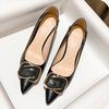 Beige Women pointed tip Single Shoes New Spring Autumn Soft Leather Not Wear Foot French Gentle With Skirt Thin High Heel Shoes