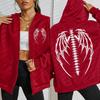 Creative Wings Skeleton Design Print Zipper Hoodie Woman Fashion Fleece Hoody Autumn Sportswear Street Casual Top