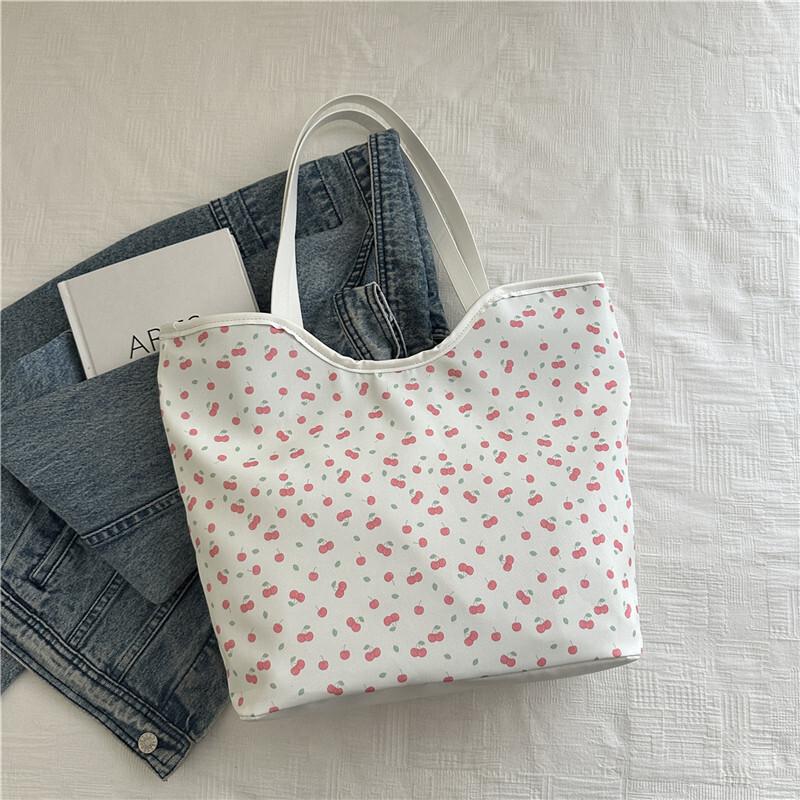 Gentle Sweet Flower Print Women's Bag 2026 Newest Drawstring Shoulder Bag High-Value Floral Bow Underarm Bags For Shopping