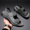 Summer Men's Genuine Leather Sandals Fashion Casual Non slip Large Hollow Breathable Sandals Men's Beach Shoes Hole Shoes