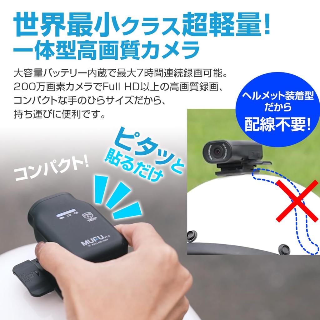 Compact Motorcycle Dash Cam with Helmet Mount for and 2 MUFU Smart Motorcycles, Bicycles, Cars, WiFi, Megapixels, Sensor, MF-BDVR003