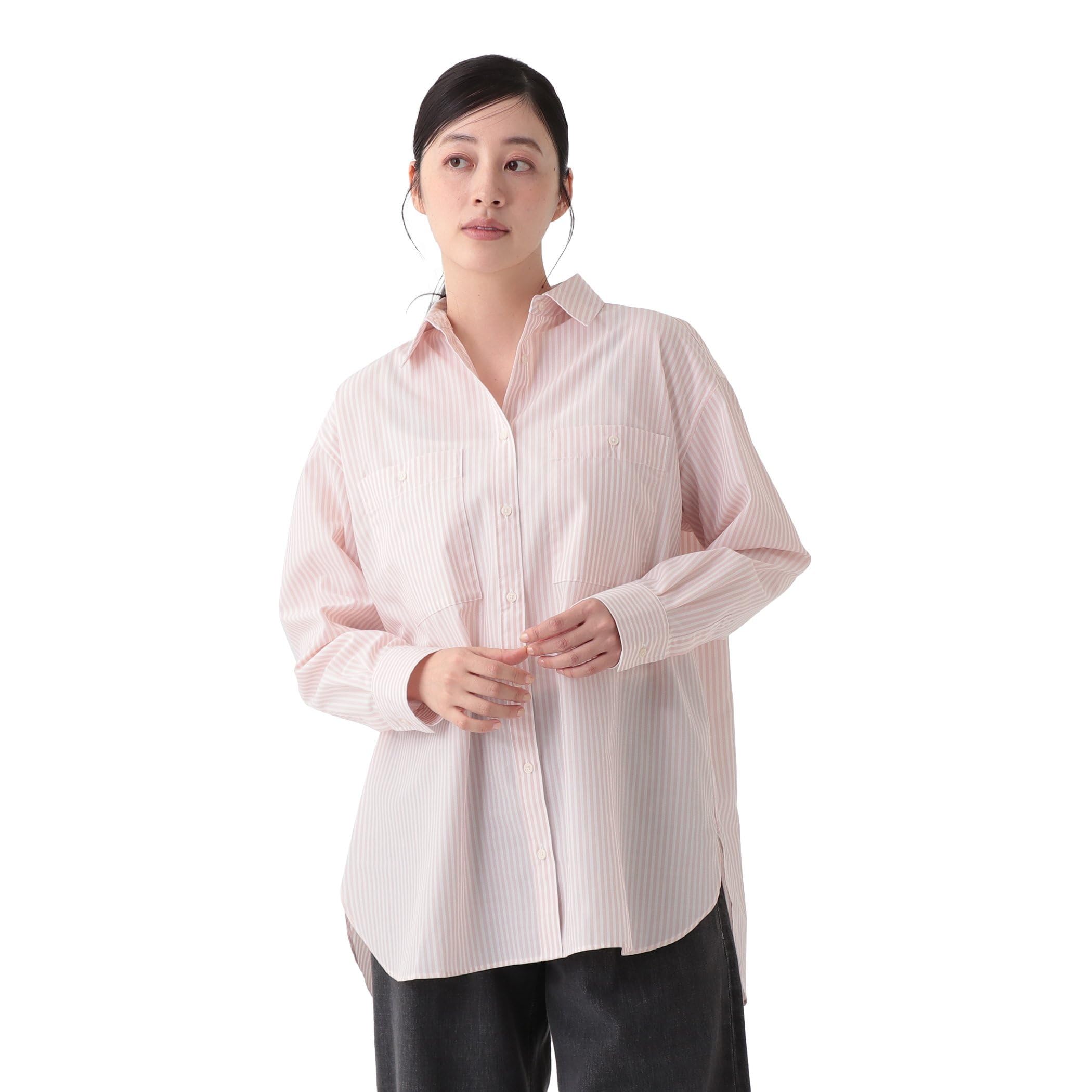 

Afternoon Tea Living JH80 Striped Broad Regular Collar Blouse, Pink