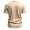 Men's Linen Button Down Shirt Vertical Stripe Pattern Short Sleeve Casual Loose Fit Breathable Summer Shirt with Turn Down Collar