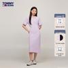 TOMMY JEANS Women's V-Neck Slimming Pique Cotton Long Dress