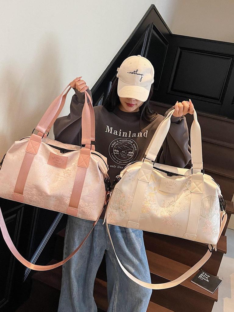 Torba podróżna na ramię w stylu chińskim z haftem o dużej pojemności