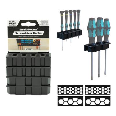 StealthMounts Wall Hive System Driver Rack | Hand Tool Storage Rack | 4-Pack