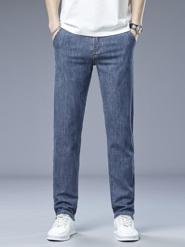 Jeans de Algodón para Hombre Moda Rectos Pantalones Casuales de Negocios Cómodos Pantalones de Marca Talla Grande