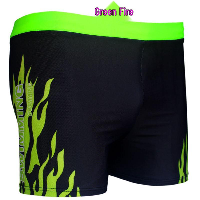 Men's Quick-Drying High-Waisted Flame Swim Trunks - Comfortable Boxer Briefs