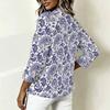 Women Oversized Long Sleeve T Shirt Abstract Wave Printed Casual Loose Daily Wear Blouse