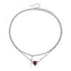 Edgy Dark Feminine Expression Adjustable Length Alloy Necklace Neckchain Featuring Edged Heart Detail for Concerts