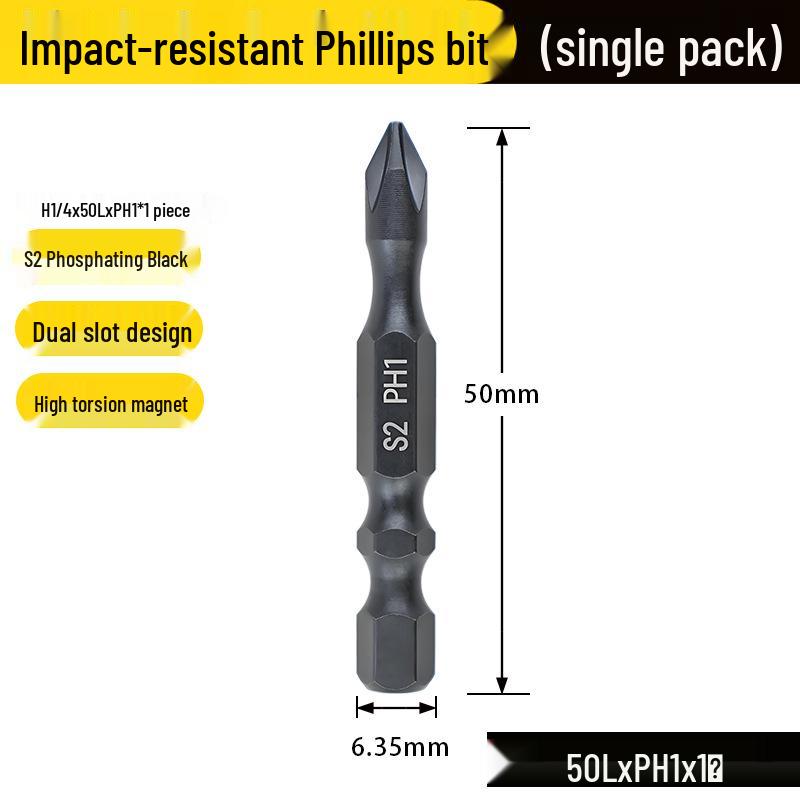 Nigao S2 Impact-Resistant Magnetic Phillips/Flathead Screwdriver Bit