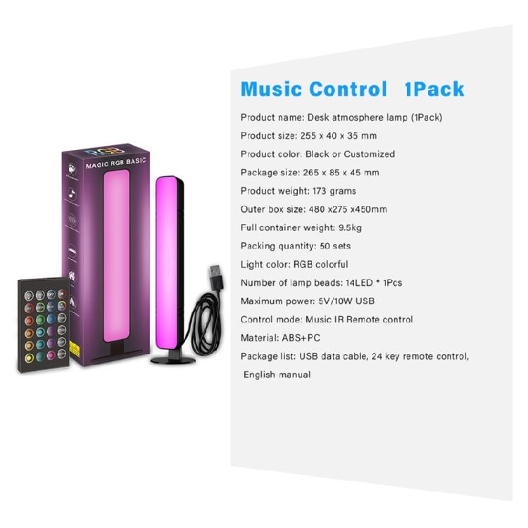 MultiColor Music LED Light Bar USB Power Light With Remote Connectivity For Gaming Room Decors Car Ambients Lighting