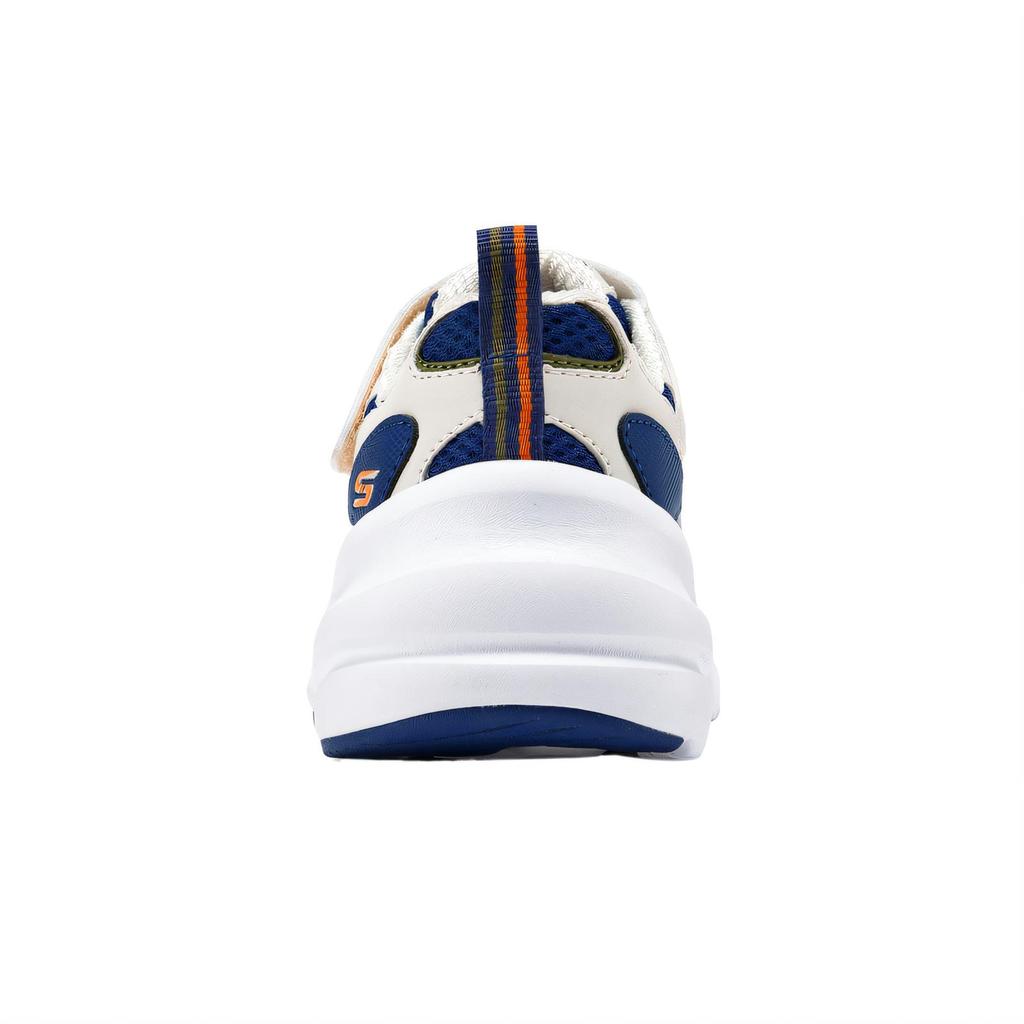 Skechers Kids Leather Comfortable Versatile Non-Slip Shock Absorbing Low-Top Casual Shoes Kids Sneaker White Navy-Blue 405304L-WNV