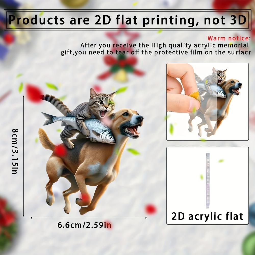 Cat Riding Fish Dog Resin Pendant - 2D  Pendant for Car Backpack Keys - Charming Gift of Christmas Thanksgiving Valentine's Day Decorative Accessories