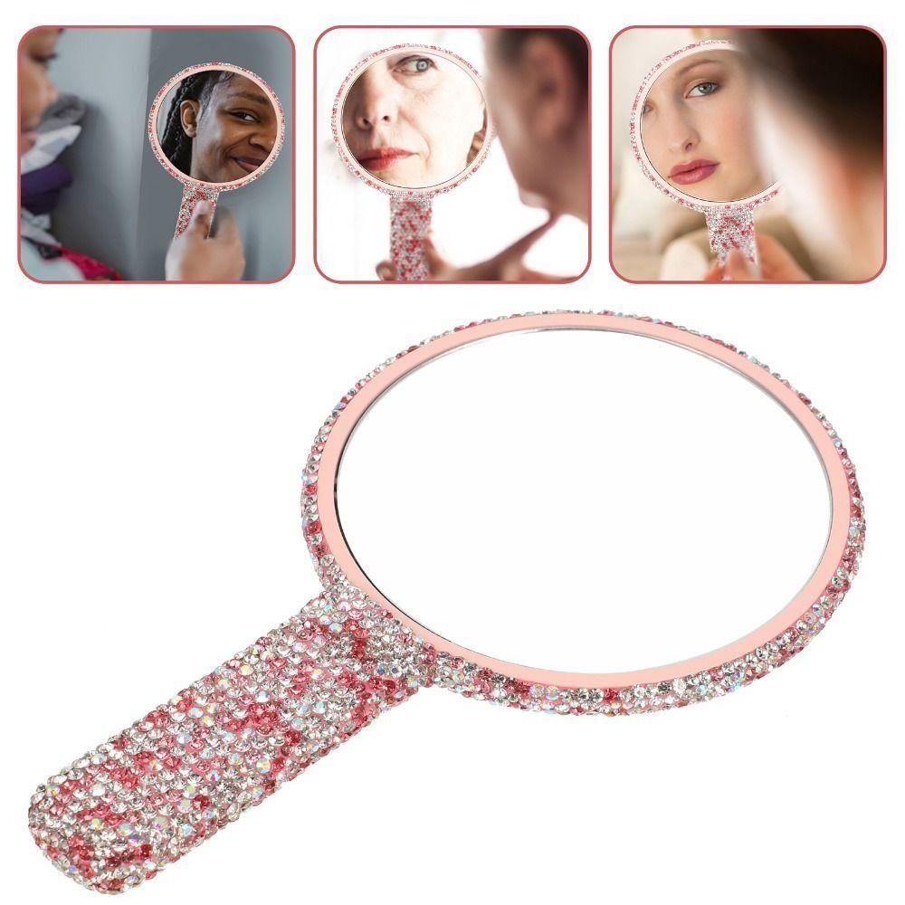 Strass-Kosmetik-Handspiegel Runde Quadratische Herzform Handspiegel Niedlicher Make-up-Spiegel