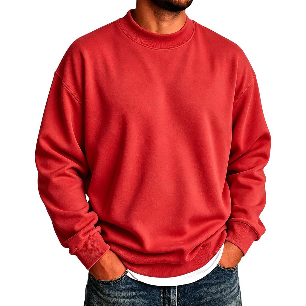 Men's Color Stand Collar Sweatshirt Long Sleeve Casual Pullover