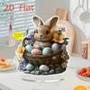 2D Flat Charming Rabbit & Colorful Easter Egg Acrylic Tabletop Display, Floral Basket, Suitable for Wall Decoration, Porch, Room, Villa, Accents Home,