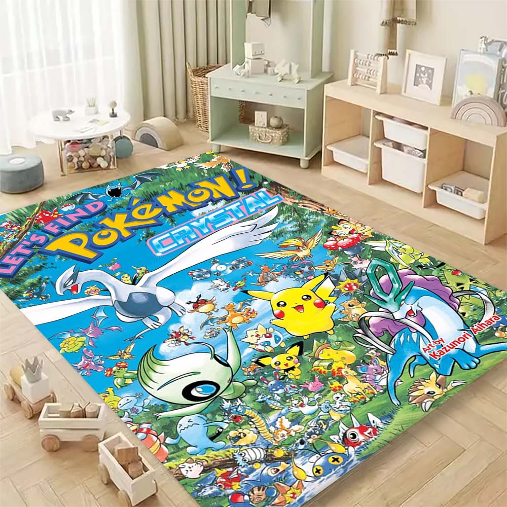 Pokémon-themed printed non-slip decorative rug, cute cartoon welcome mat, a great gift for friends and family.