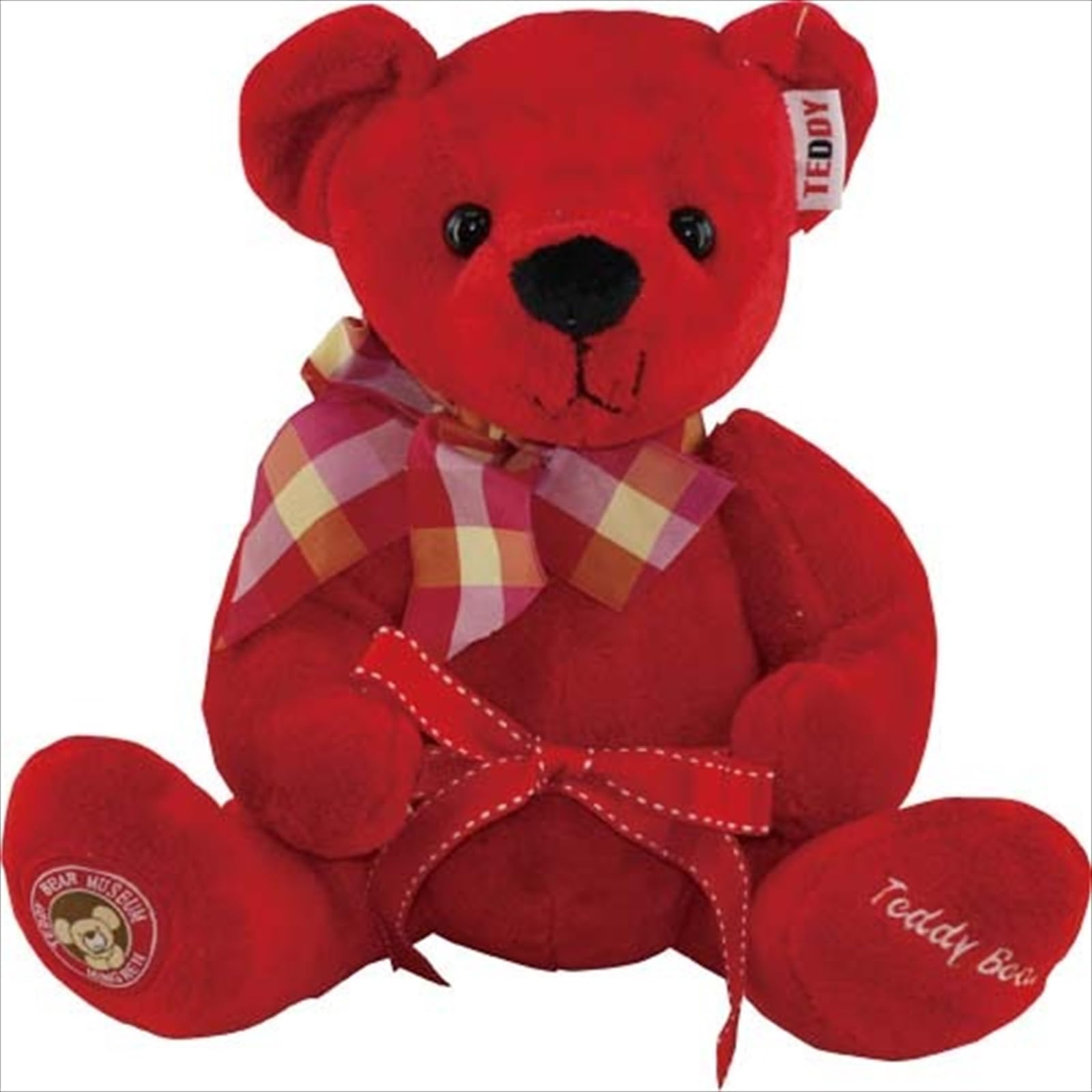 Q-FLA Plush Toy Bear, Colorful Bear, Medium Size, Red, Animal Bear, Fluffy, Gift, Present, Celebration, 762932
