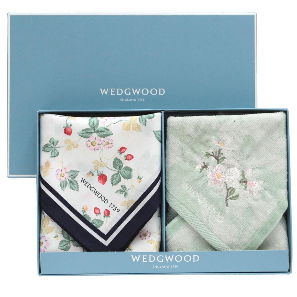 Blooming Wedgwood Printed Handkerchief & Towel, Wild Strawberry & Magnolia, Brand Gift Box Included, 138826-0001-01