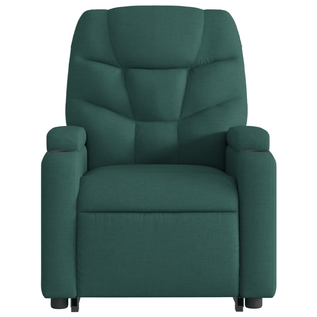 Massage Recliner with Rising Function Dark Green Fabric